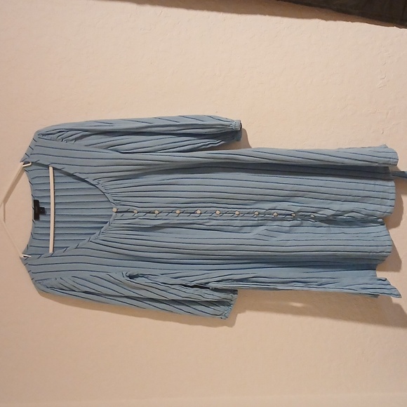​J.Crew Blue & White Striped Tie-Waist Shirt Dress - Size M 3/4 Sleeves - Picture 9 of 10
